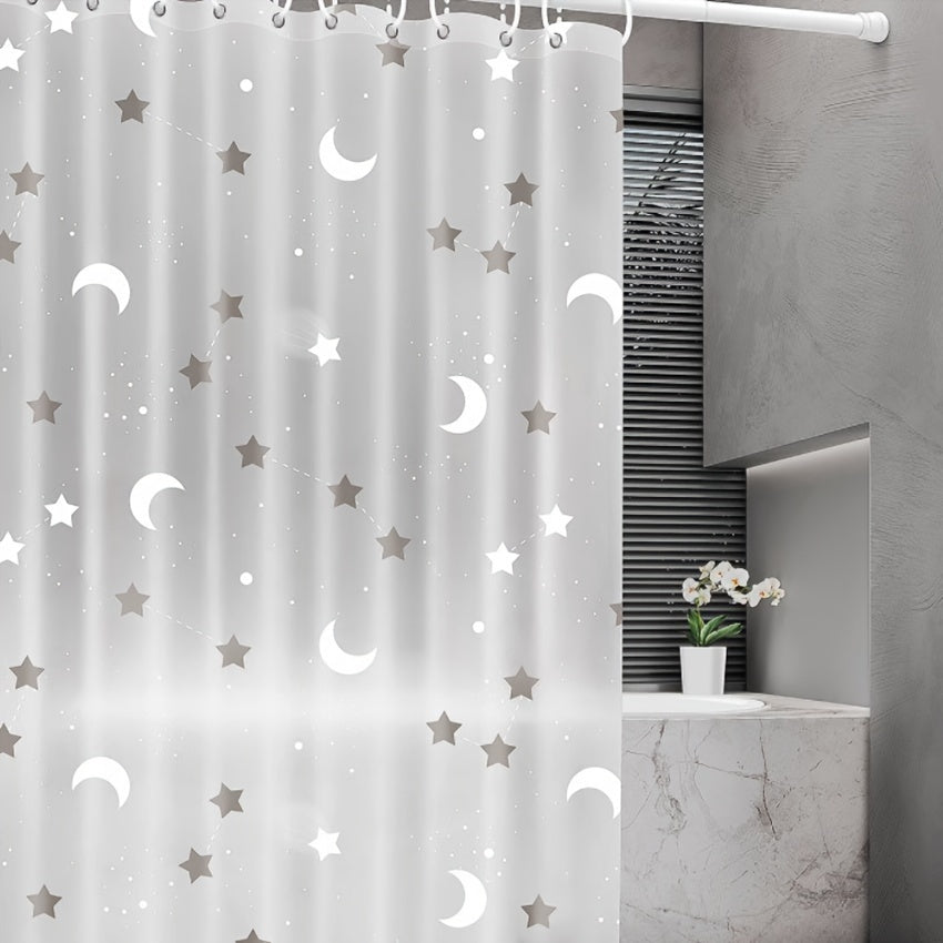 Thick PEVA Shower Curtain Liner with Raindrop Stars Moon & Night Sky Design