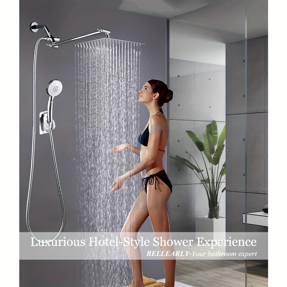 All Metal High Pressure Rainfall 12 Inch Shower Head\u002FHandheld Showerhead Combo