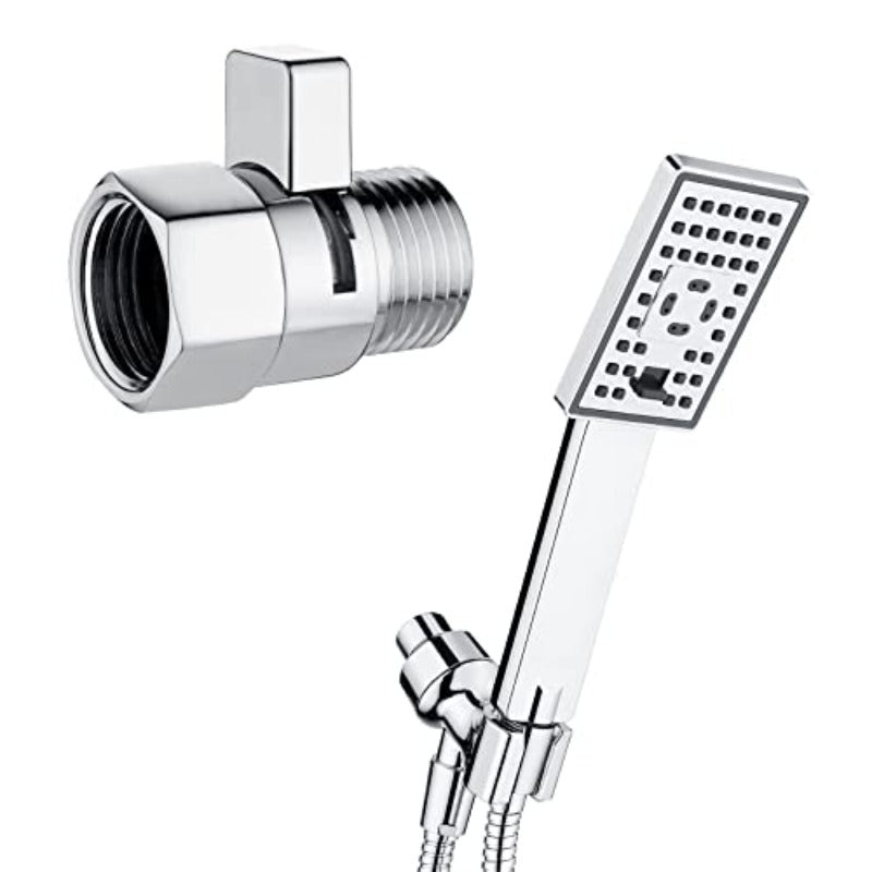 BRIGHT SHOWERS Handheld Shower Head Set with Water Flow Control Valve Chrome