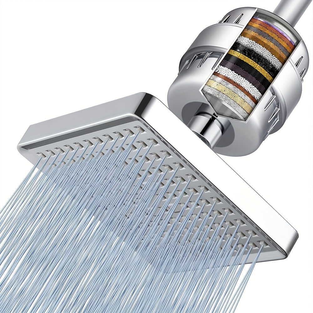 High Pressure Filtered Shower Head Set, 6' Rain Shower Filter for Hard Water