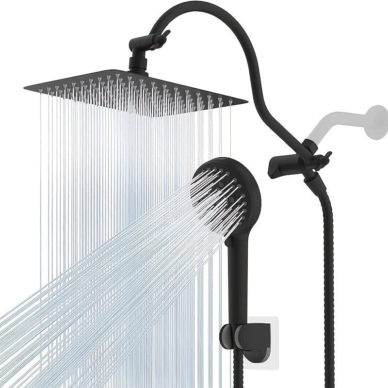 High Pressure Rainfall Shower Head with Handheld - 10'' Wide Coverage Showerhead