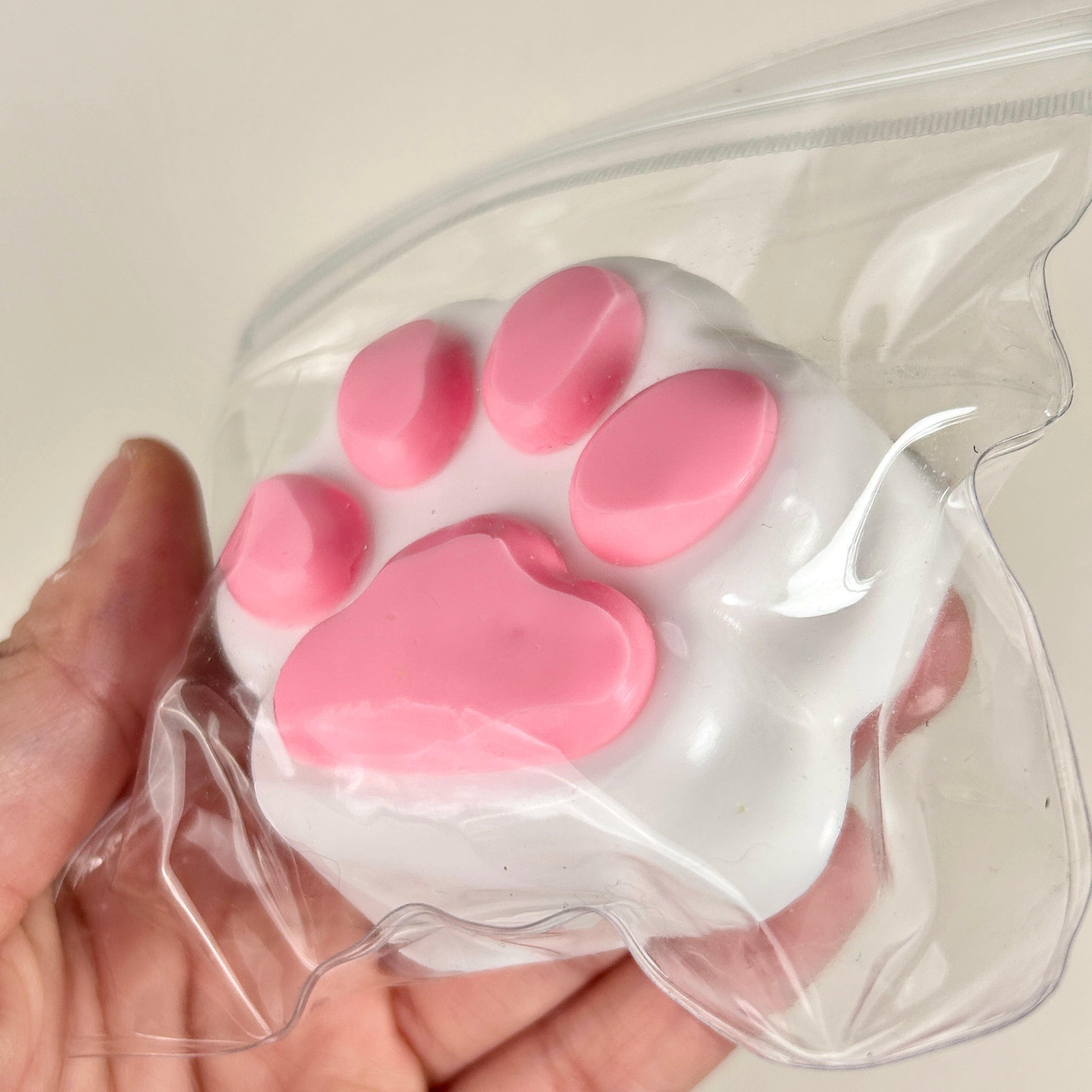 Small White pink Cat paw