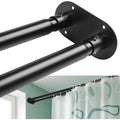 Adjustable Double Shower Curtain Rod 28-75 Inches - Heavy-Duty Black Bathroom Shower Pole with Wall-Mounted Design