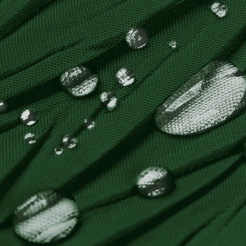 Luxury Dark Green Ruffle Shower Curtain with Privacy Top Window & Snap-In Liner (No Hooks Required)