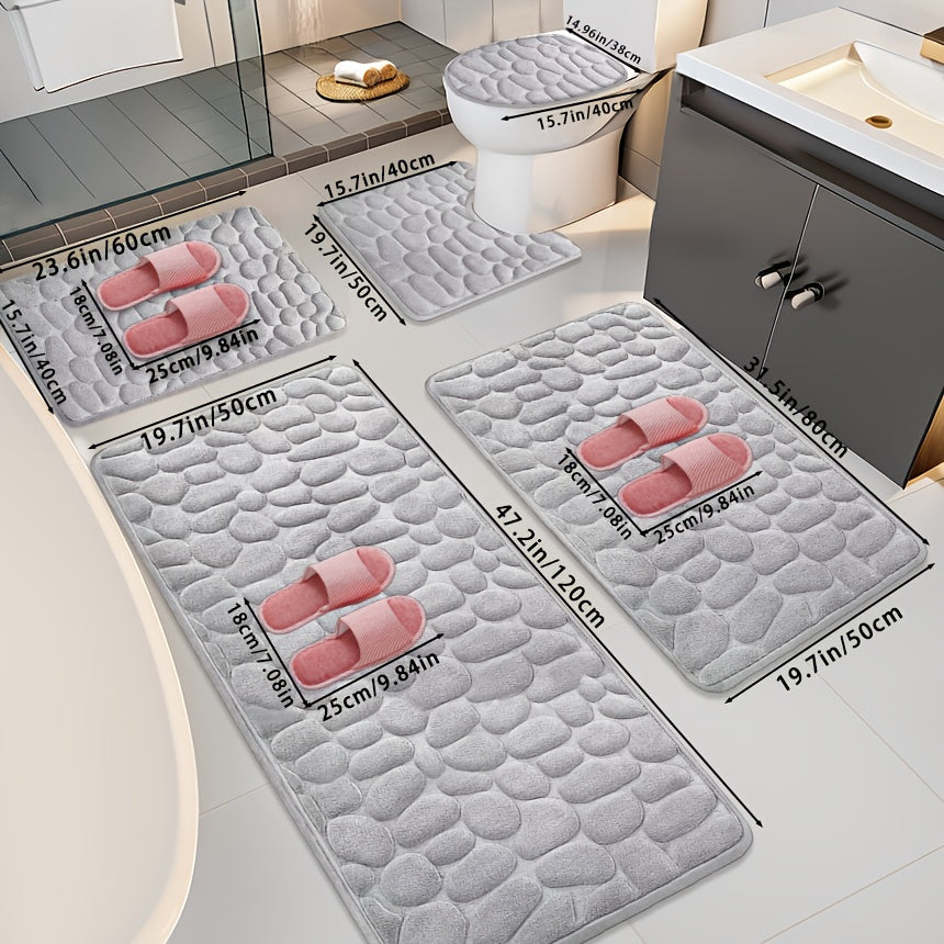 Bathroom Non-Slip Floor Mat - Quick-Dry Absorbent Bath Mat with Non-Slip Backing