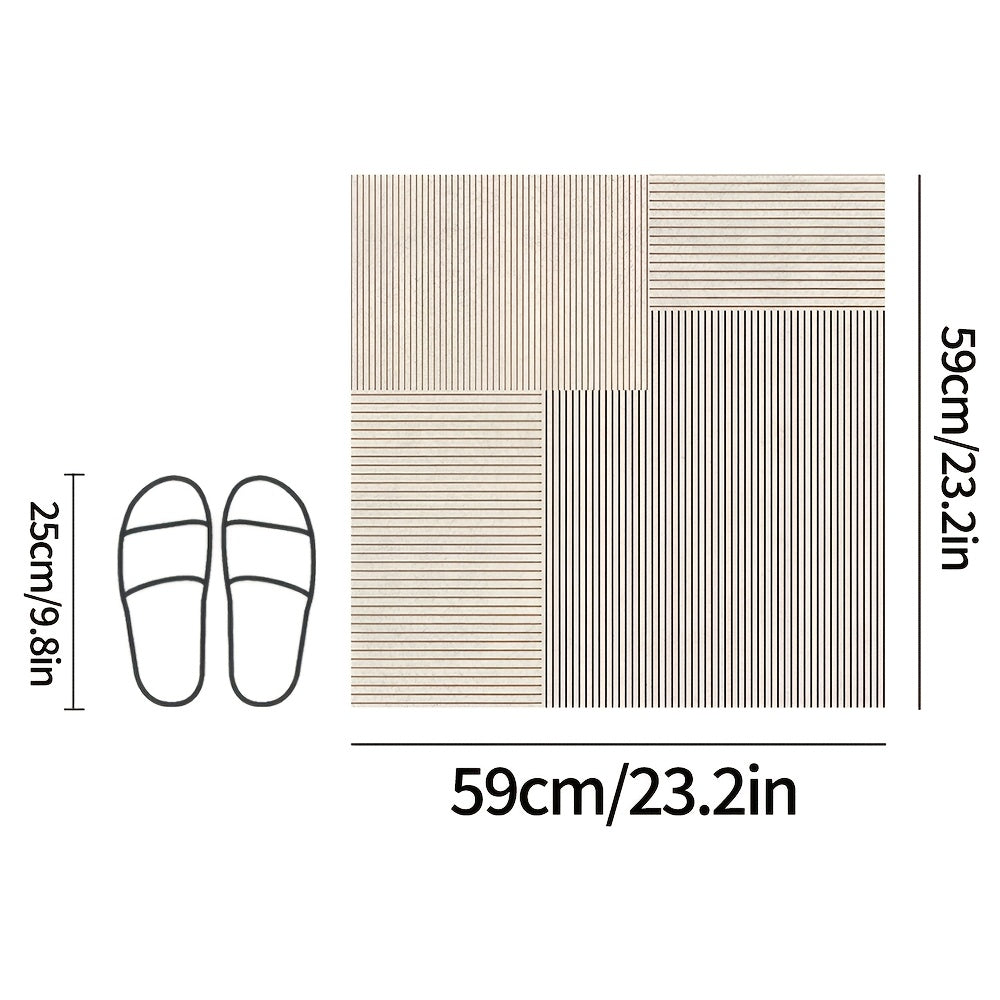 1pc PVC Bathroom Rug | Line and Geometric Pattern, Cuttable, Textured Surface for Enhanced Grip