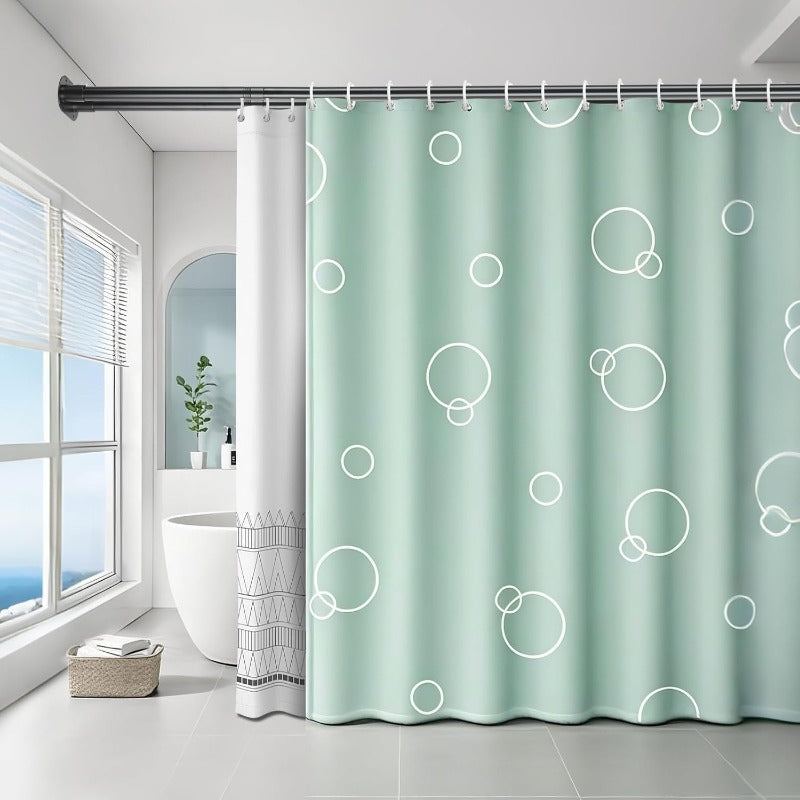 Adjustable Double Shower Curtain Rod 28-75 Inches - Heavy-Duty Black Bathroom Shower Pole with Wall-Mounted Design