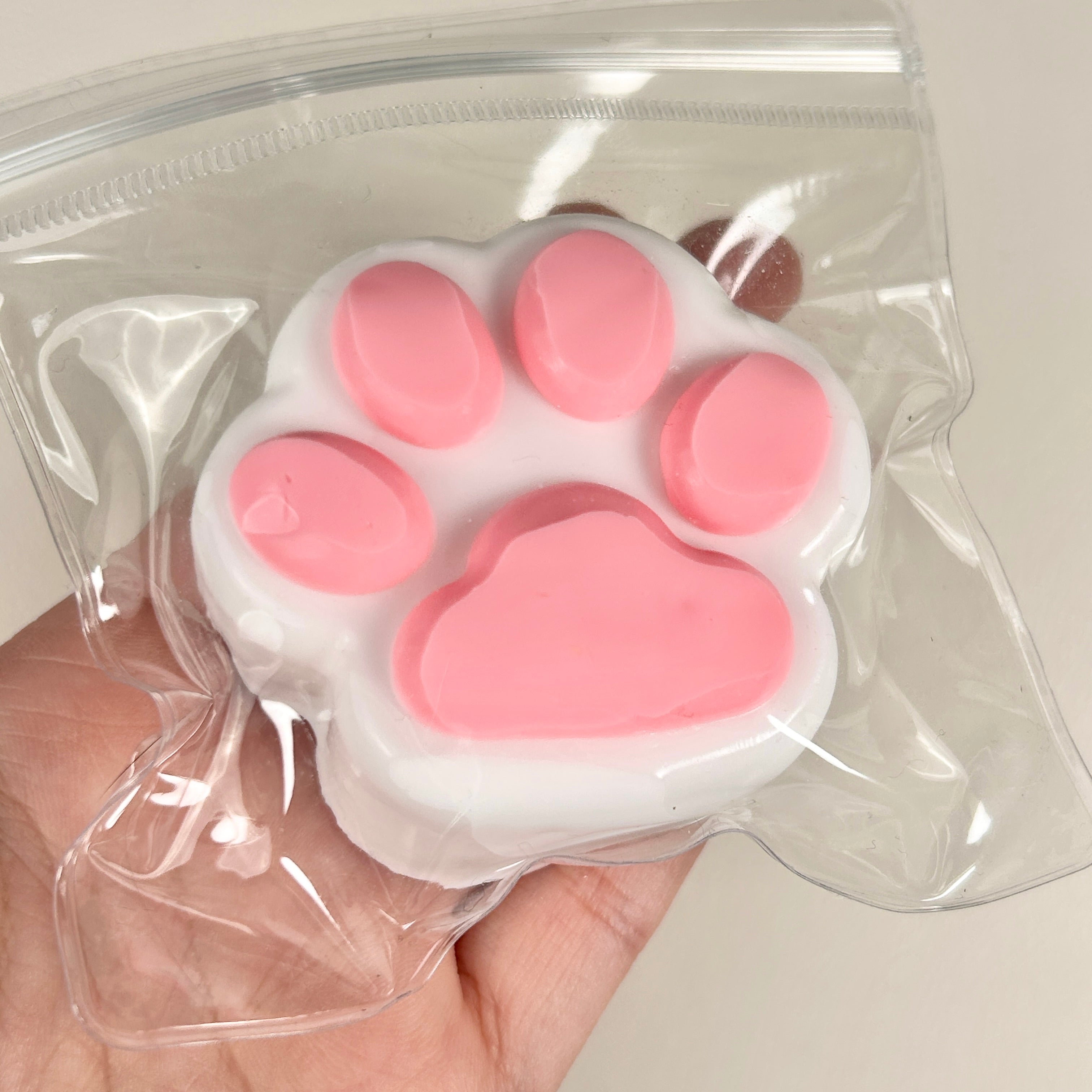 Small White pink Cat paw