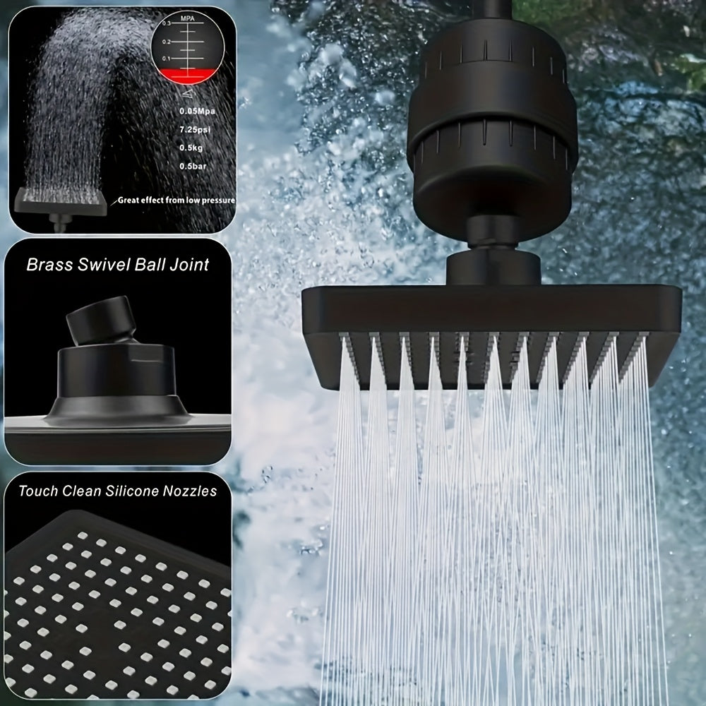 High Pressure Filtered Shower Head Set, 6' Rain Shower Filter for Hard Water