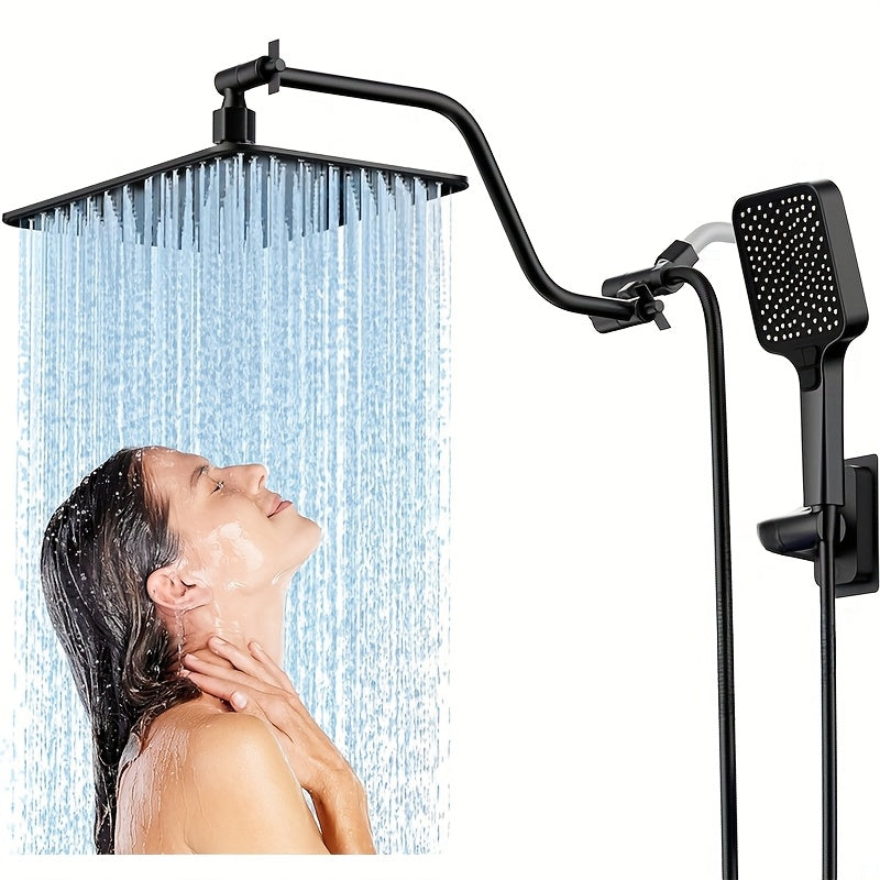 High-Pressure Rain Shower System with Handheld Showerhead - Heavy-Duty Metal Shower Combo
