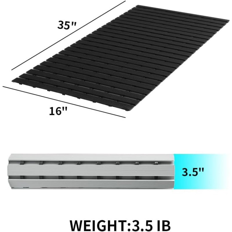 Heavy Duty Non-Slip Shower Mat with Quick Drain - Extra Long 17x36 Inch Bath Tub Mat