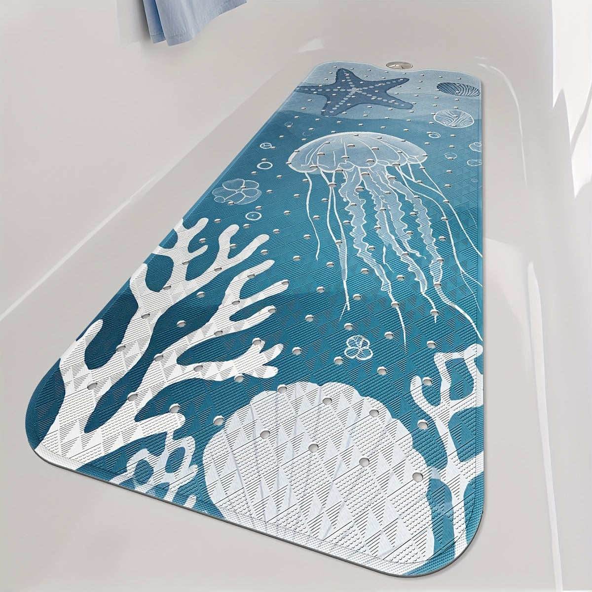 DAJIANG Non-Slip PVC Bath Mat 1pc DAJIANG Non-Slip PVC Bath Mat - Underwater World Design with Jellyfish