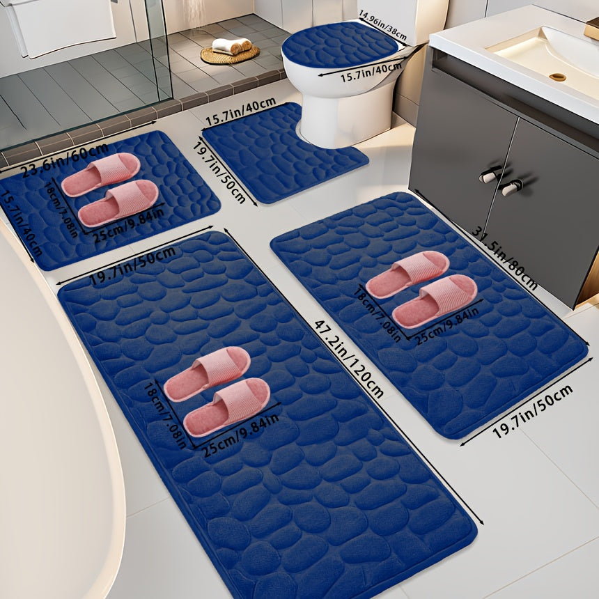 Bathroom Non-Slip Floor Mat - Quick-Dry Absorbent Bath Mat with Non-Slip Backing