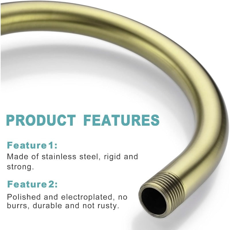 BESTILL 13 Inch High Rise Shower Head with S-Shape Gooseneck Extension Arm