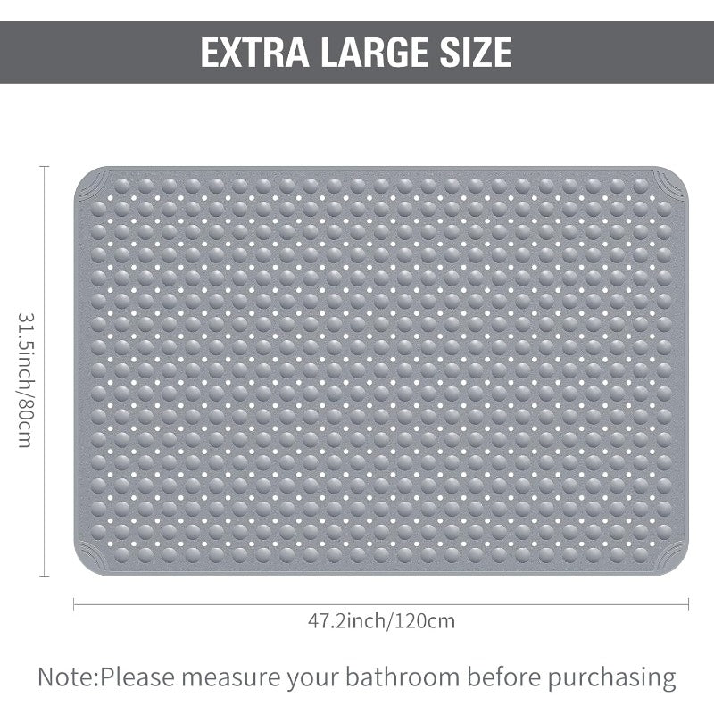 XL TPE Shower Mat Bath Tub - Heavy-Duty Non-Slip Bath Mat with Quick Drainage System