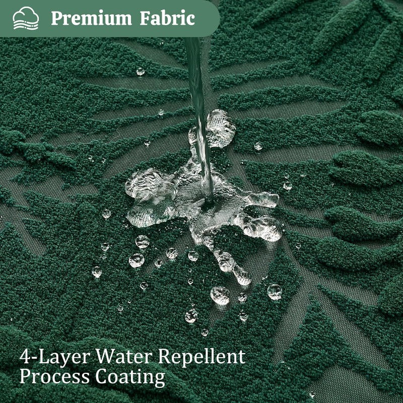 Extra Long Dark Green Shower Curtain Boho 72 x 84 Tufted Tropical Plant Textured Shower Curtain Modern Chic