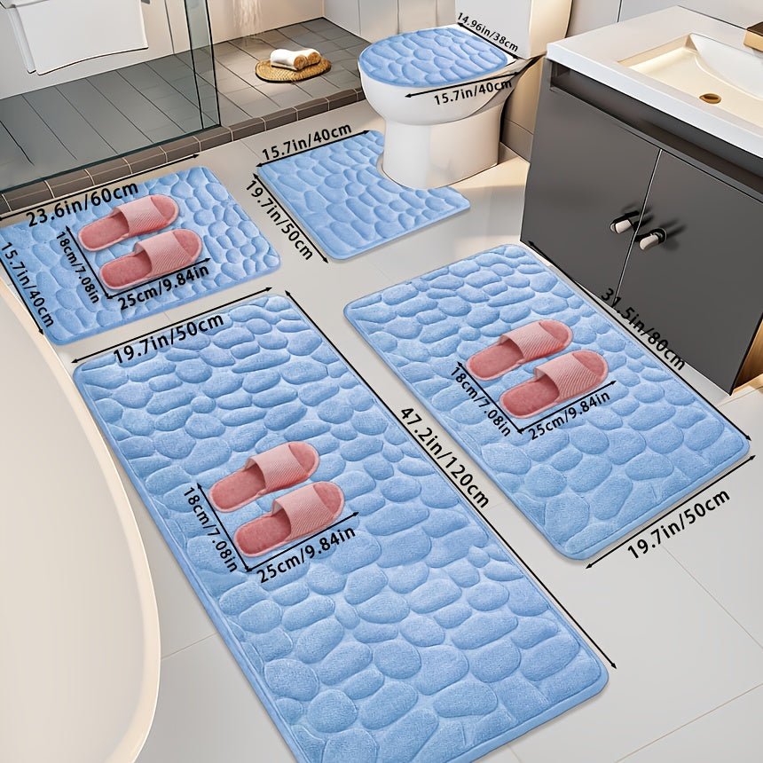 Bathroom Non-Slip Floor Mat - Quick-Dry Absorbent Bath Mat with Non-Slip Backing