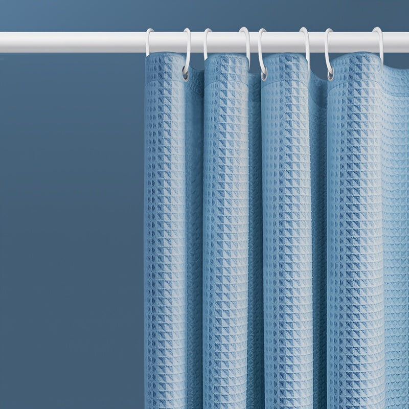 1pc Thickened Jacquard Waffle Shower Curtain Polyester Fabric Bathroom Shower Curtain Wet