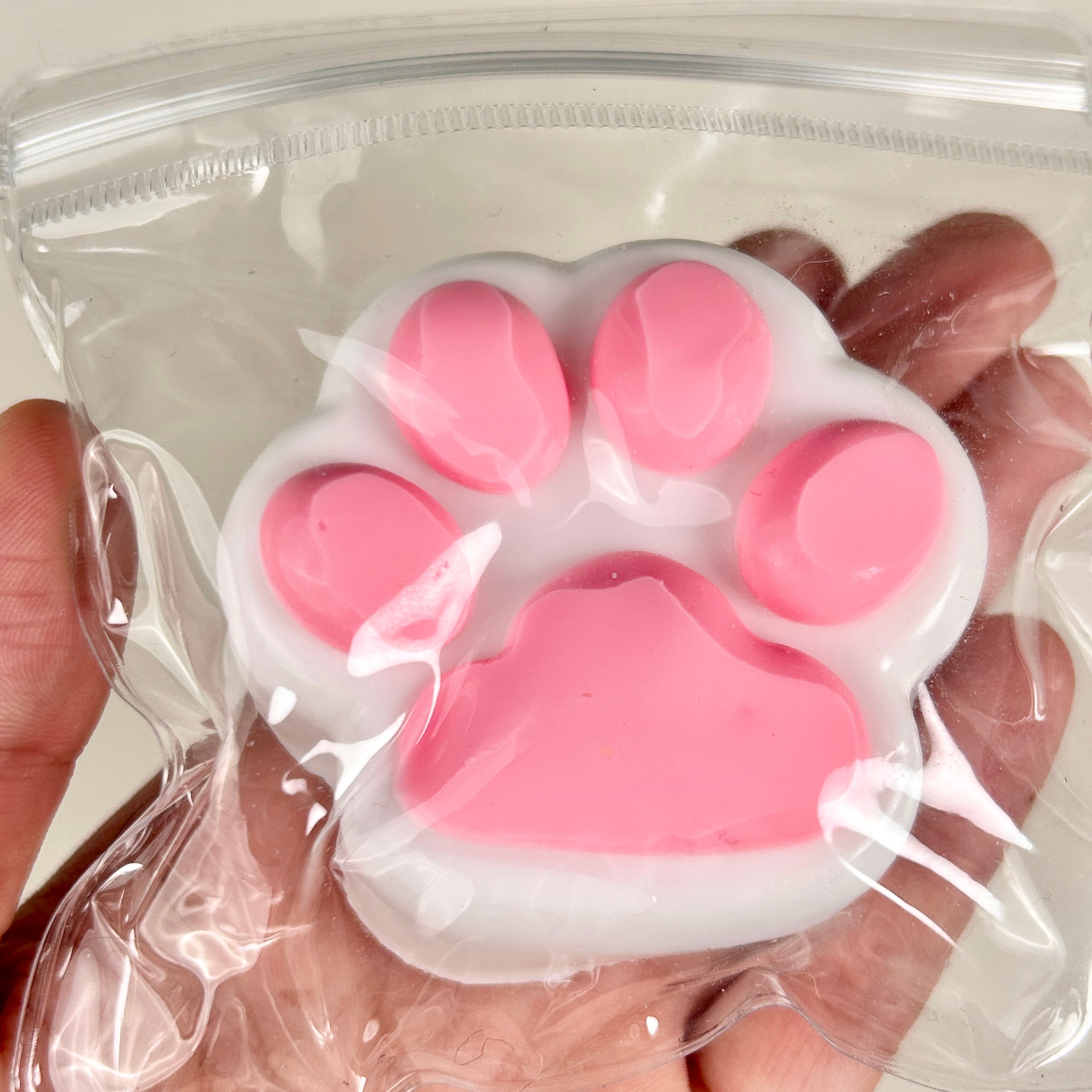 Small White pink Cat paw