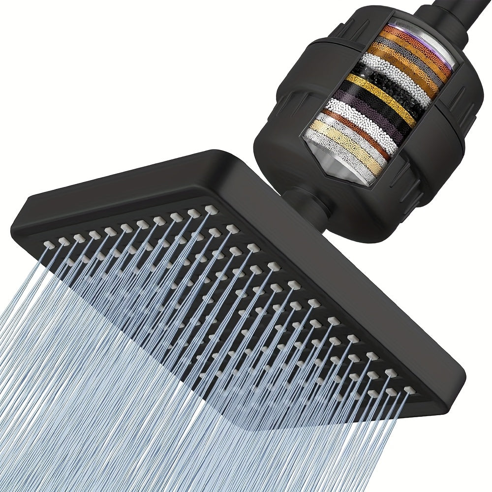High Pressure Filtered Shower Head Set, 6' Rain Shower Filter for Hard Water