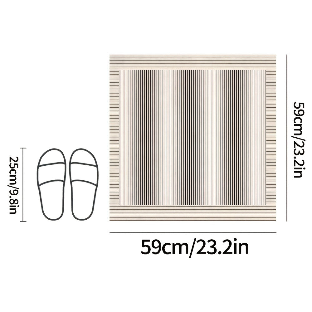 1pc PVC Bathroom Rug | Line and Geometric Pattern, Cuttable, Textured Surface for Enhanced Grip