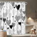1pc Modern Heart Pattern Shower Curtain - Black White Grey Hearts Design