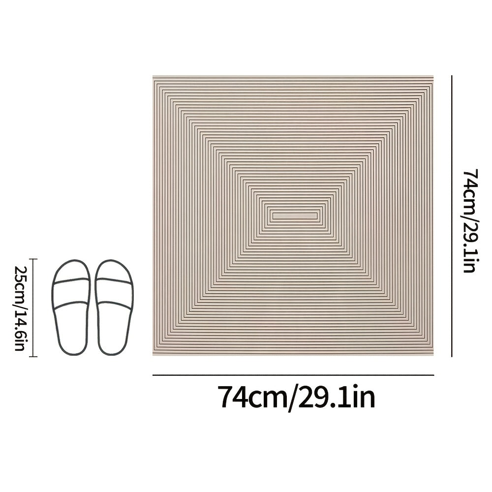 1pc PVC Bathroom Rug | Line and Geometric Pattern, Cuttable, Textured Surface for Enhanced Grip