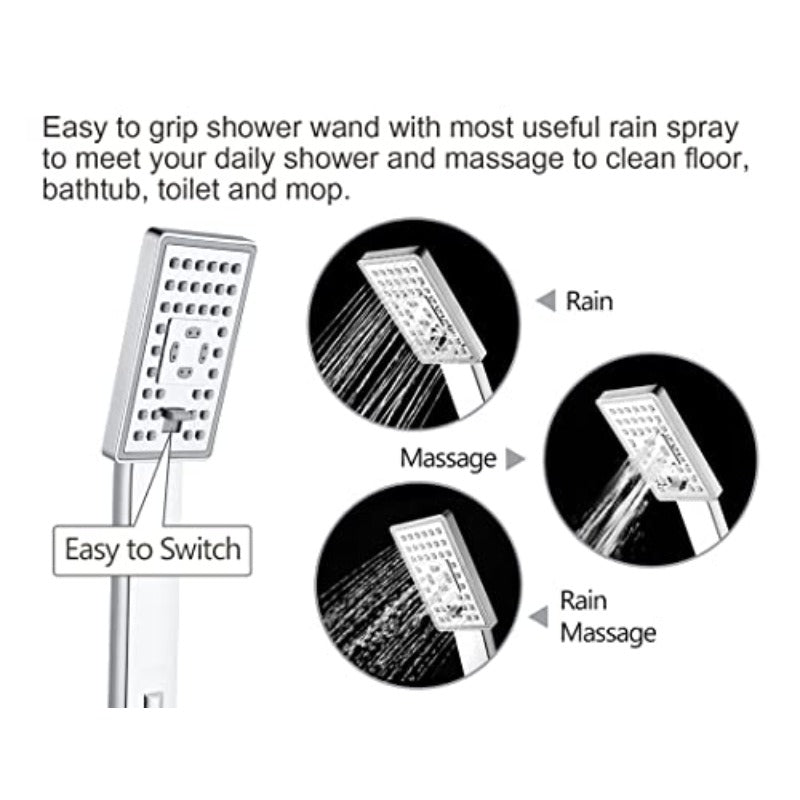 BRIGHT SHOWERS Handheld Shower Head Set with Water Flow Control Valve Chrome