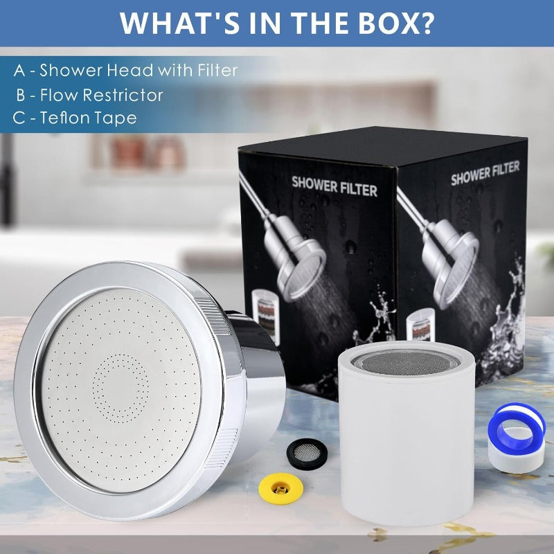 20-Stage High-Pressure Luxury Rain Shower Head with Filter for hard water