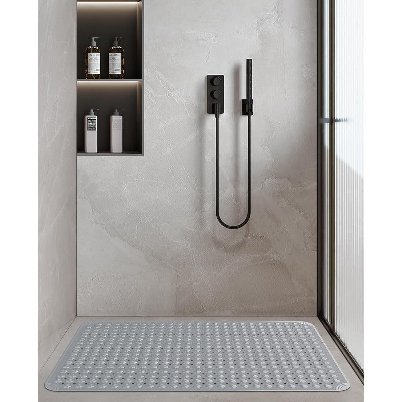 XL TPE Shower Mat Bath Tub - Heavy-Duty Non-Slip Bath Mat with Quick Drainage System