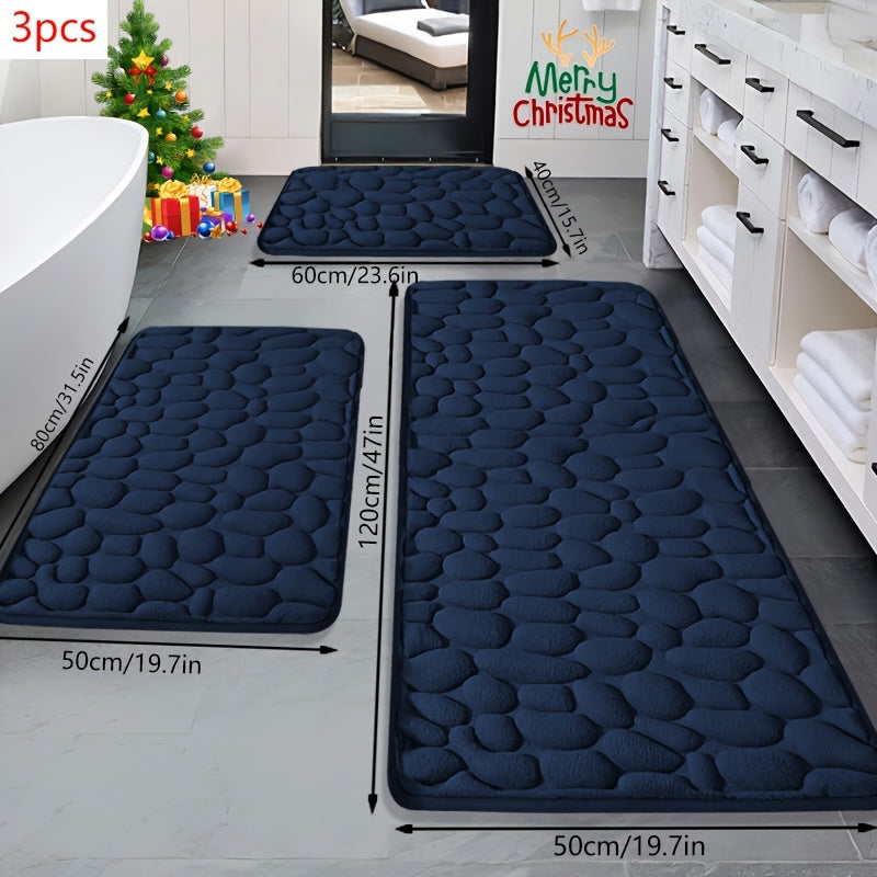 3pcs Memory Foam Bath Mat Set | Non-Slip, Quick-Drying, Soft And Comfortable, Absorbent, Polyester
