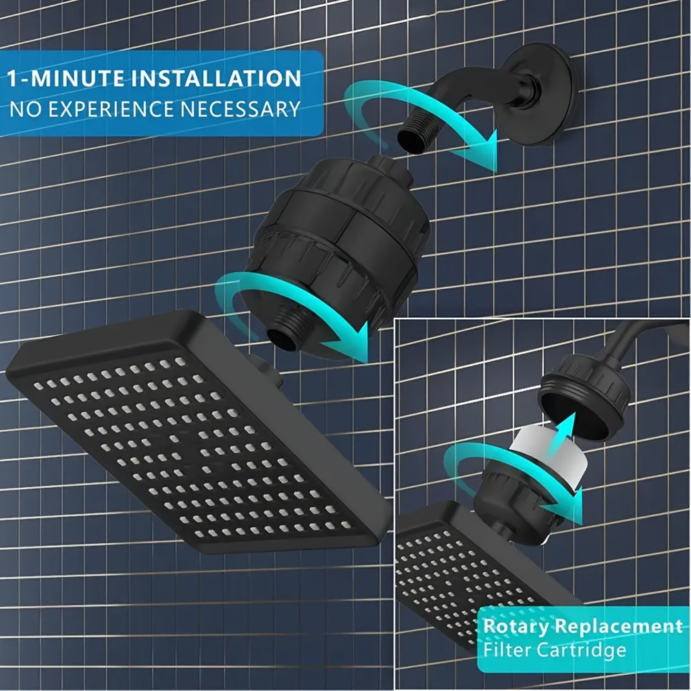 High Pressure Filtered Shower Head Set, 6' Rain Shower Filter for Hard Water