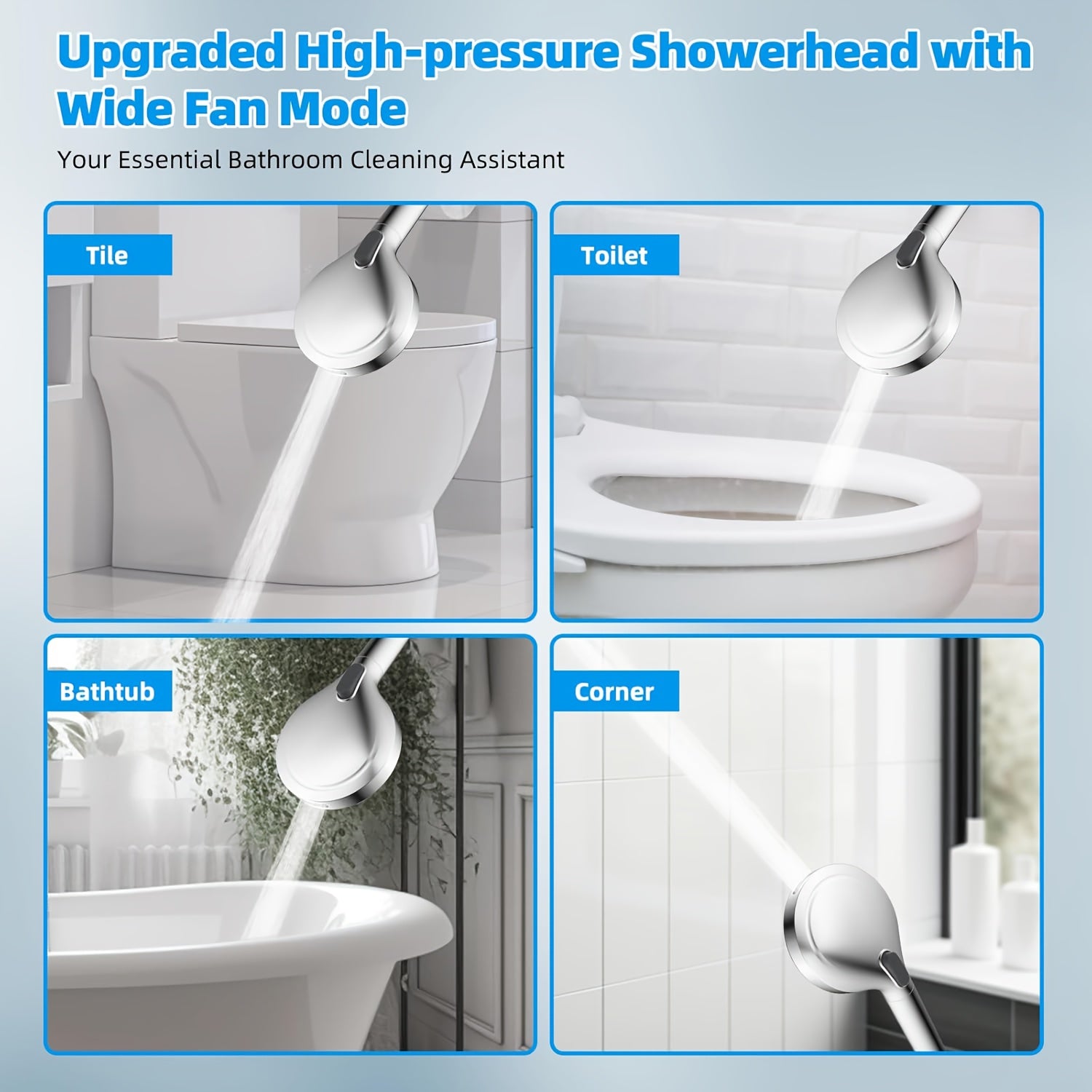 High Pressure Rainfall Shower Head with Handheld - 10'' Wide Coverage Showerhead