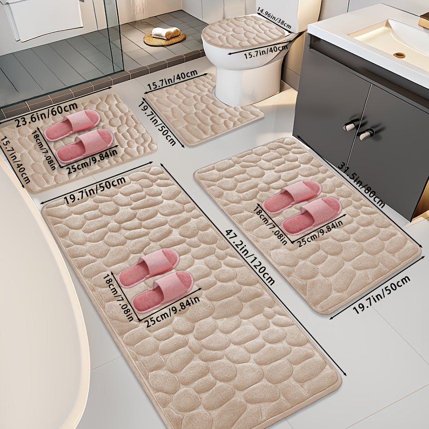 Bathroom Non-Slip Floor Mat - Quick-Dry Absorbent Bath Mat with Non-Slip Backing