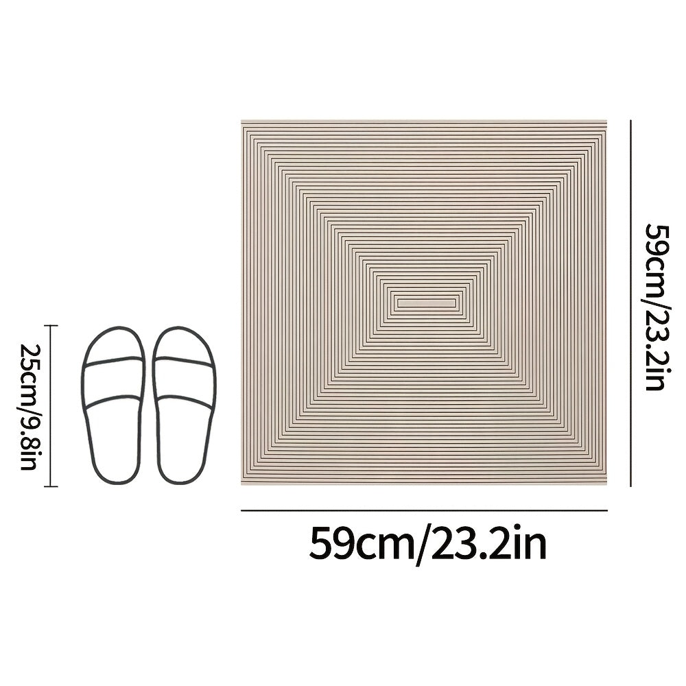 1pc PVC Bathroom Rug | Line and Geometric Pattern, Cuttable, Textured Surface for Enhanced Grip