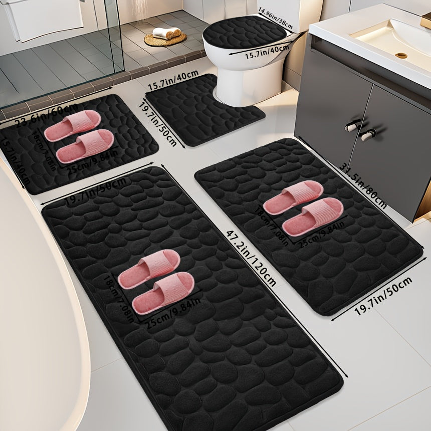 Bathroom Non-Slip Floor Mat - Quick-Dry Absorbent Bath Mat with Non-Slip Backing