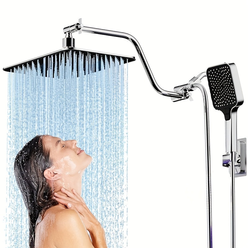 High-Pressure Rain Shower System with Handheld Showerhead - Heavy-Duty Metal Shower Combo