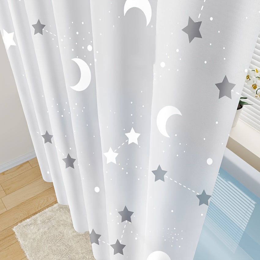 Thick PEVA Shower Curtain Liner with Raindrop Stars Moon & Night Sky Design