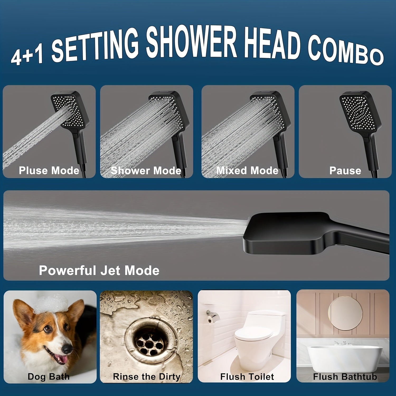 High-Pressure Rain Shower System with Handheld Showerhead - Heavy-Duty Metal Shower Combo