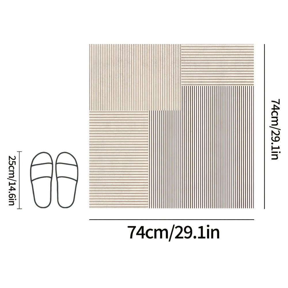 1pc PVC Bathroom Rug | Line and Geometric Pattern, Cuttable, Textured Surface for Enhanced Grip