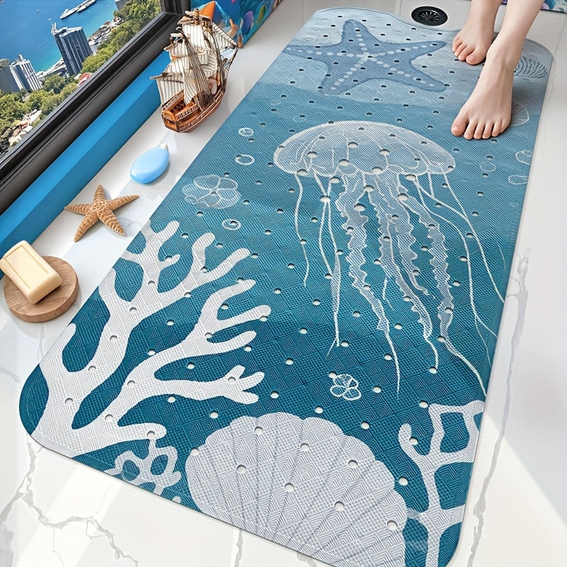 DAJIANG Non-Slip PVC Bath Mat 1pc DAJIANG Non-Slip PVC Bath Mat - Underwater World Design with Jellyfish