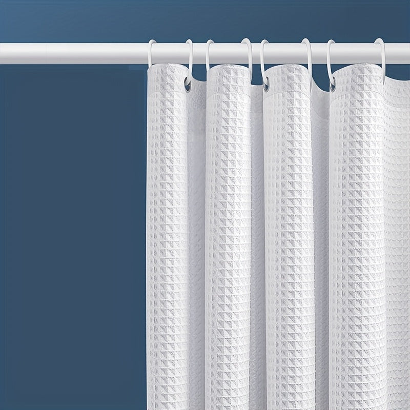 1pc Thickened Jacquard Waffle Shower Curtain Polyester Fabric Bathroom Shower Curtain Wet