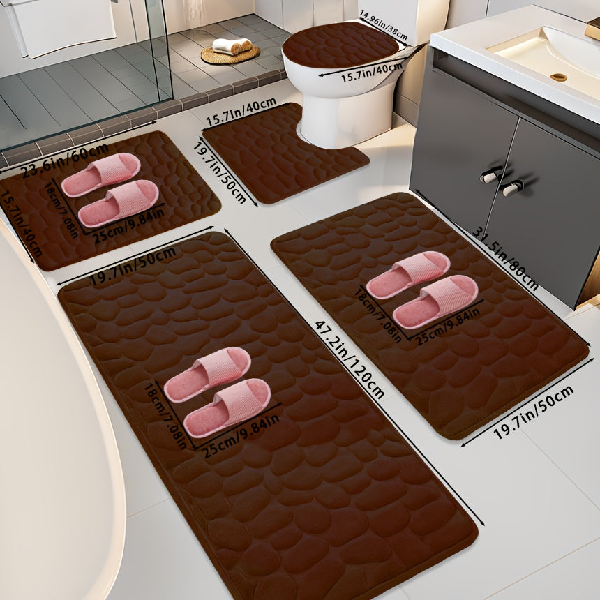 Bathroom Non-Slip Floor Mat - Quick-Dry Absorbent Bath Mat with Non-Slip Backing