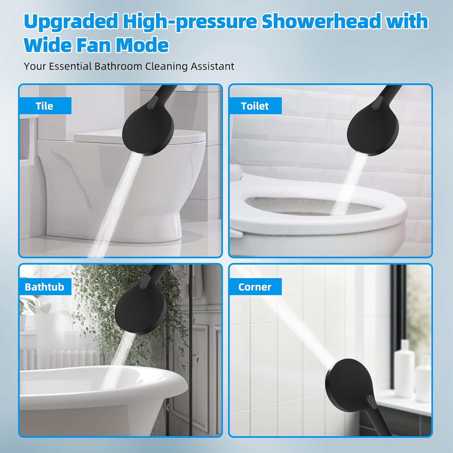 High Pressure Rainfall Shower Head with Handheld - 10'' Wide Coverage Showerhead