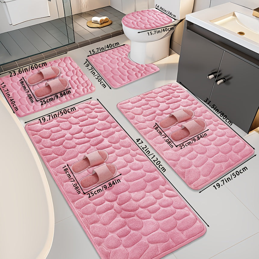 Bathroom Non-Slip Floor Mat - Quick-Dry Absorbent Bath Mat with Non-Slip Backing