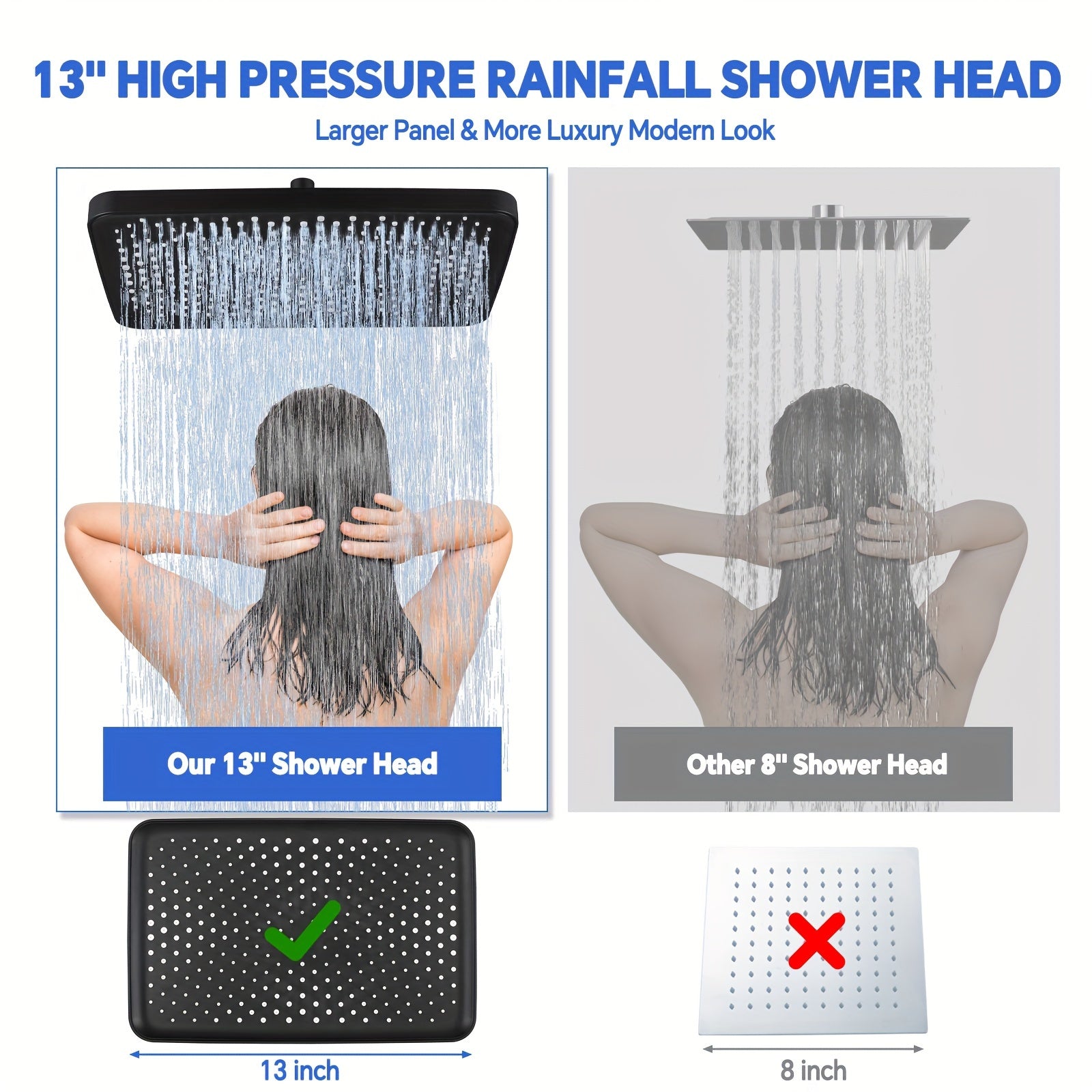 High Pressure Shower Combo High Pressure 13 Inch Rain Shower Head Combo with Handheld Spray