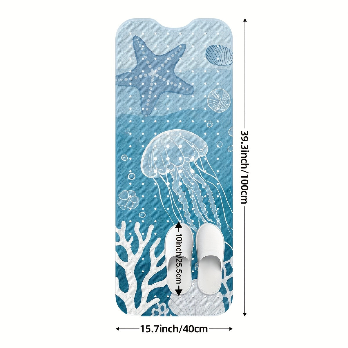 DAJIANG Non-Slip PVC Bath Mat 1pc DAJIANG Non-Slip PVC Bath Mat - Underwater World Design with Jellyfish