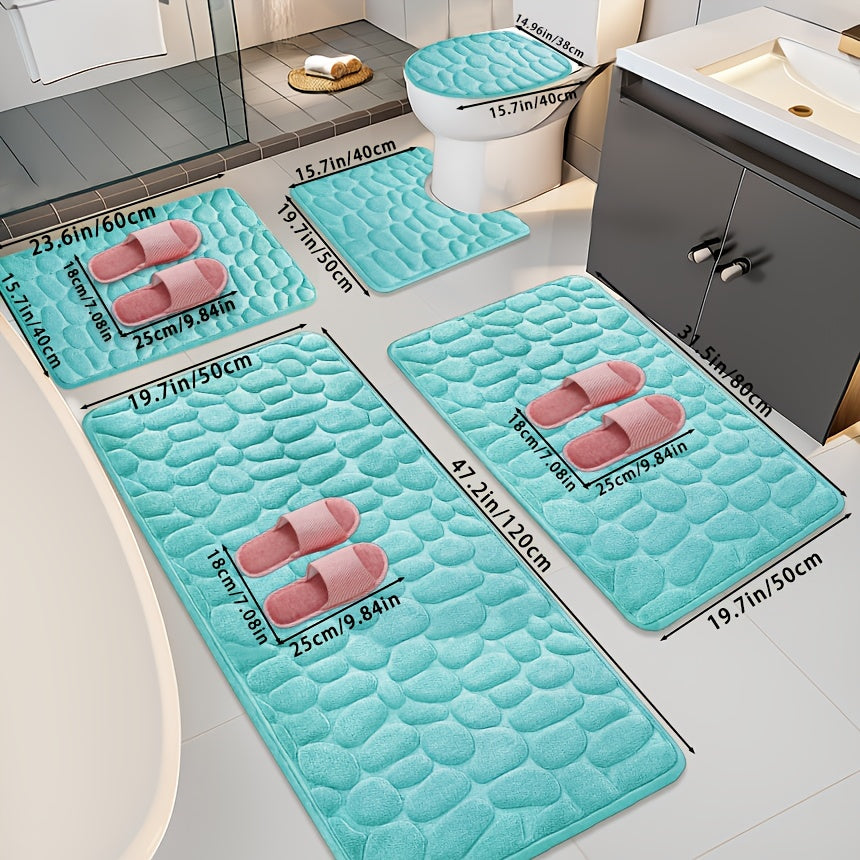 Bathroom Non-Slip Floor Mat - Quick-Dry Absorbent Bath Mat with Non-Slip Backing